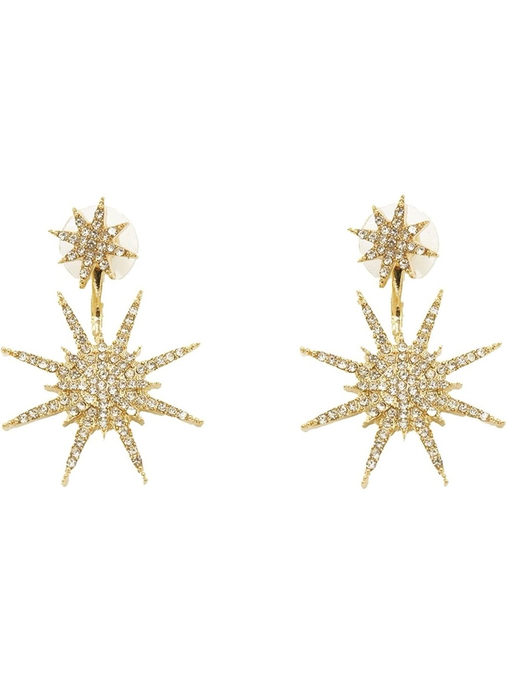 Gold Crystal Starburst Convertible Statement Earrings - Picture 4 of 14